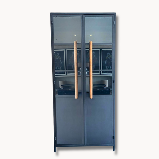 Otaru Steel Cabinet with Oak Handles
