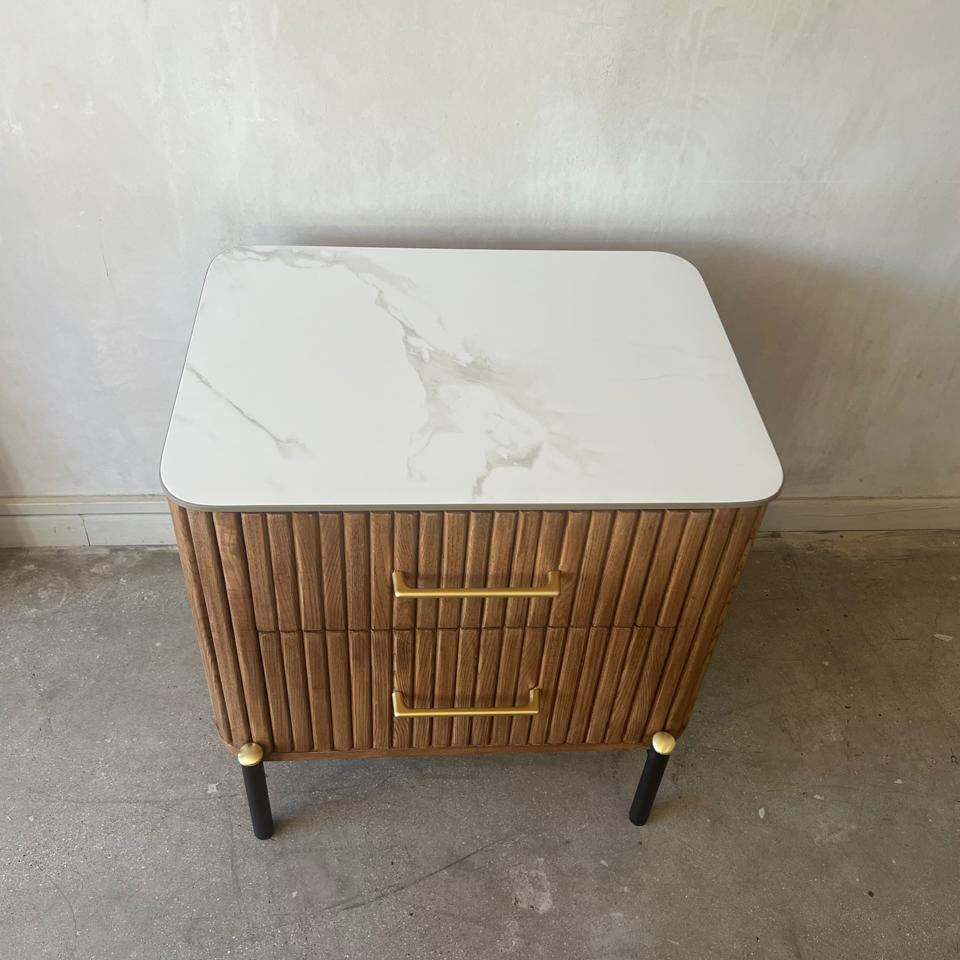 Shanghai Bedside Table with Stone Top